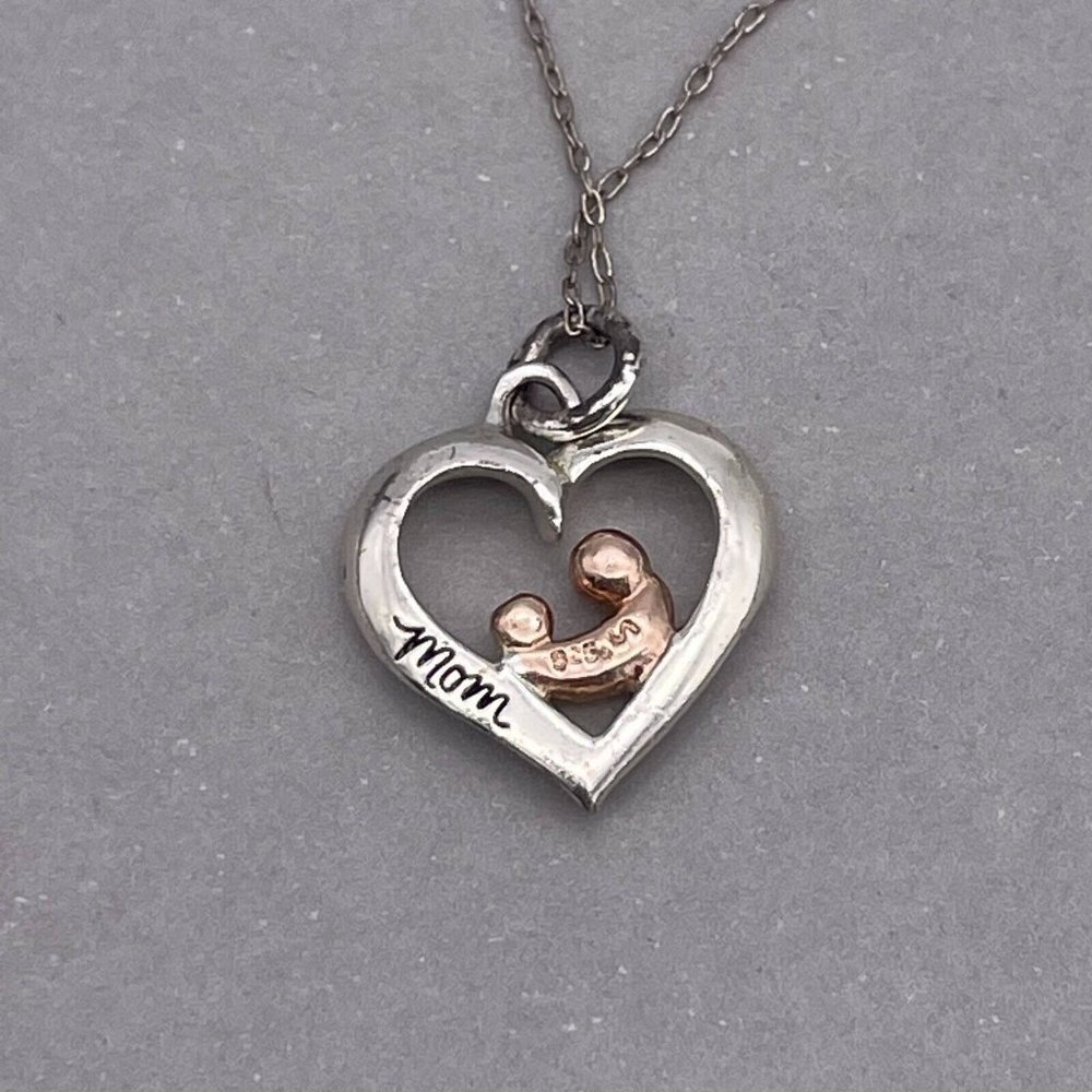 925 Sterling Silver LATH Chain 925 LA Heart Pendant Chain Necklace Spring Ring